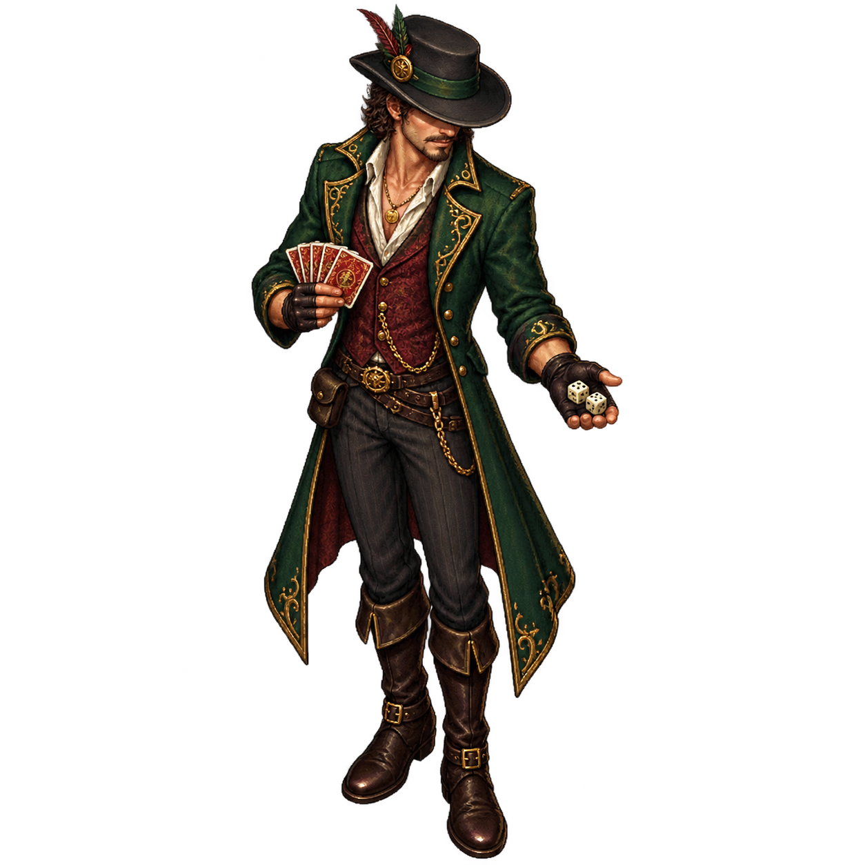 The Gambler, the custom card-and-dice dealer